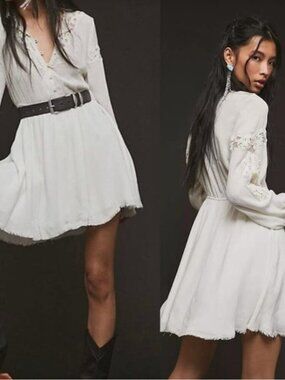 Free People One Paige Mini Dress Ivory Lace Boho NWT Medium Sold Out